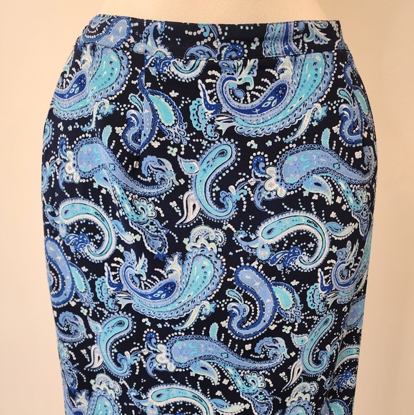 Vintage Briggs Petite Blue Paisley Teachers Skirt - Picture 3 of 12